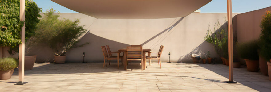 Voile d'ombrage triangulaire dune terrasse